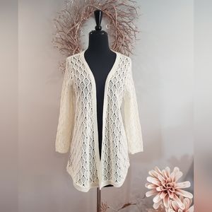NWT Cream crochet open cardigan size Large